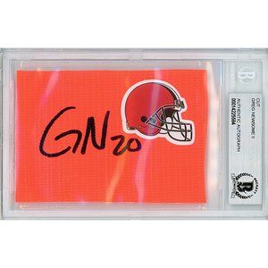 Greg Newsome Signed Cleveland Browns Football Pylon Piece Beckett Slab Autograph